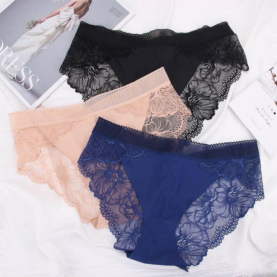 Pack of 3 Lace See-Through Panties
