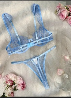 Touche Intimates Frill Lacy Straps Lingerie: Romantic Bra & Thong Set