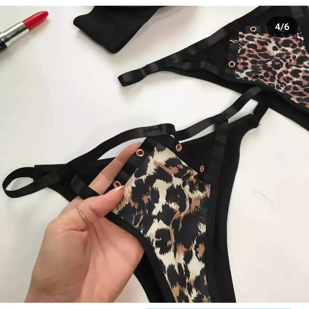 Leopard Print Wired Push-Up Bra & Panty Set
