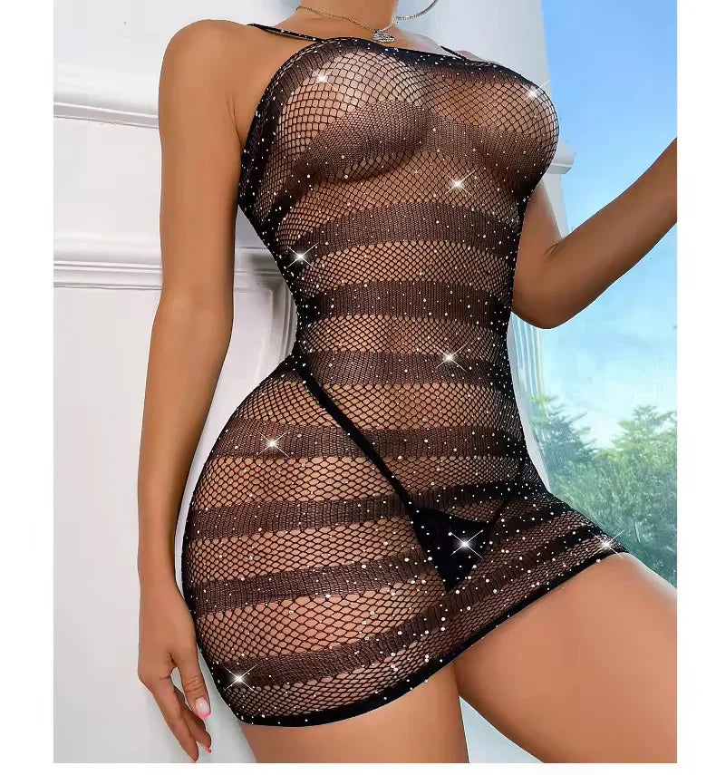 Shimmery Body Suit Stocking Plus Size Flexible