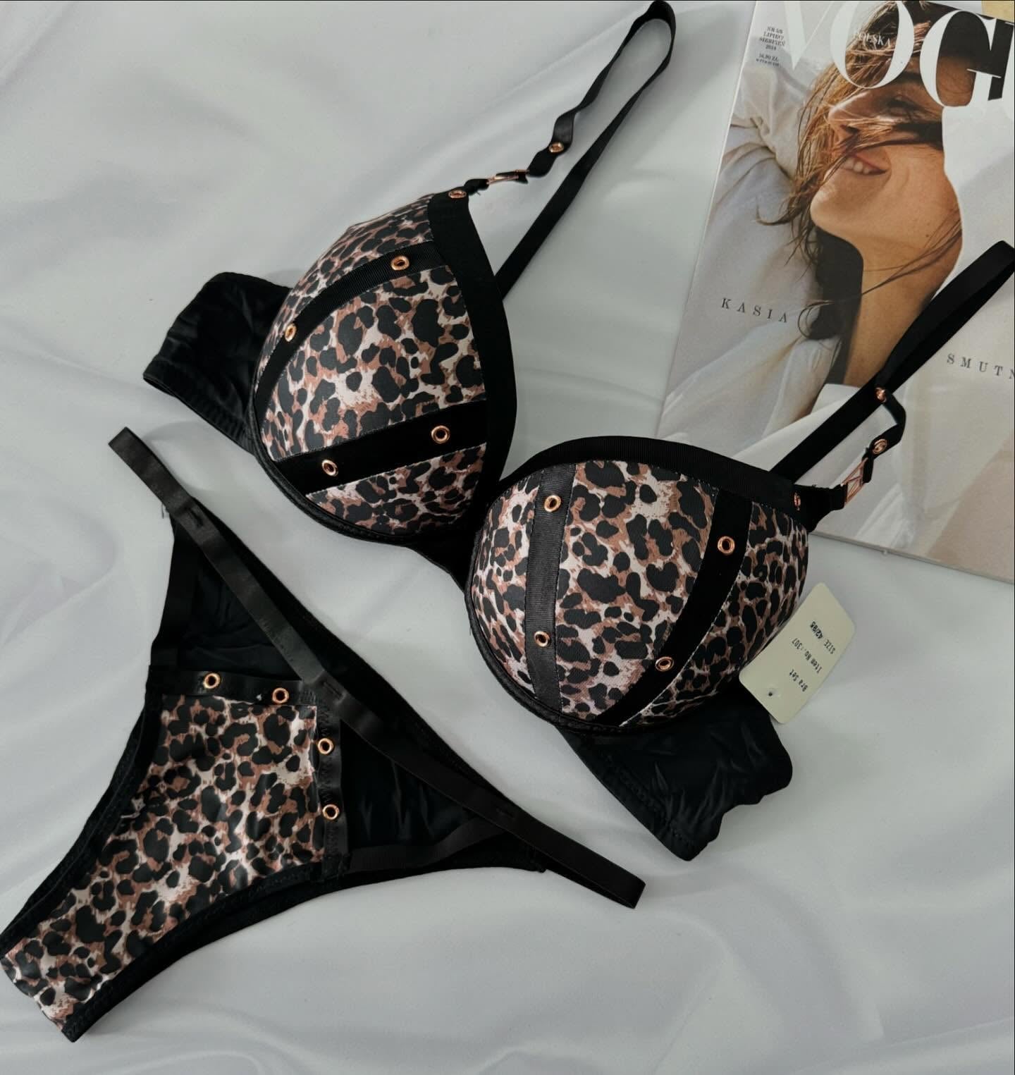 Leopard Print Wired Push-Up Bra & Panty Set