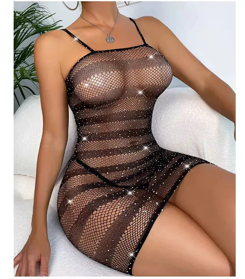 Shimmery Body Suit Stocking Plus Size Flexible