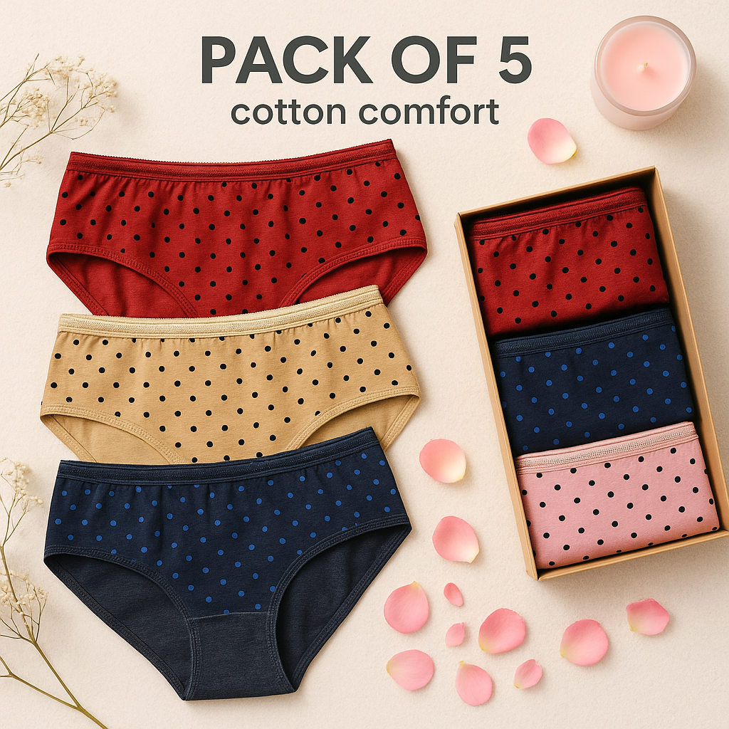 Pack of 5 Polka Dot Cotton Briefs
