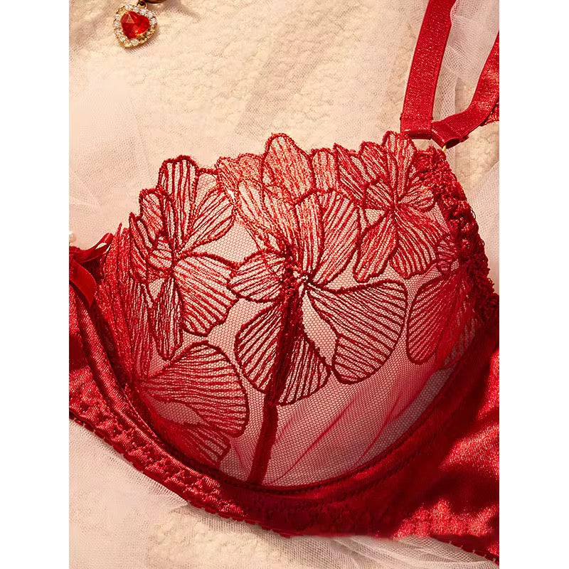 Touche Intimates Frill Lacy Straps Lingerie: Romantic Bra & Thong Set