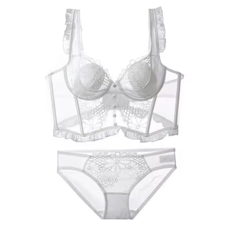 Lace Corset Lingerie Set – Lightly Padded, Underwired