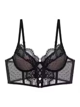Black Lace Corset Lingerie Set – Wired, Floral Lace