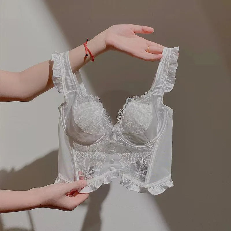 Lace Corset Lingerie Set – Lightly Padded, Underwired