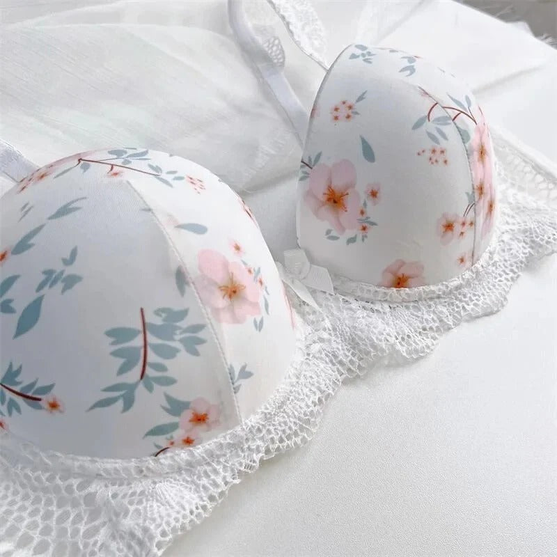 Floral Lace Bra & Panty Set â€“ Padded Push-Up Design with Elegant Embroidery