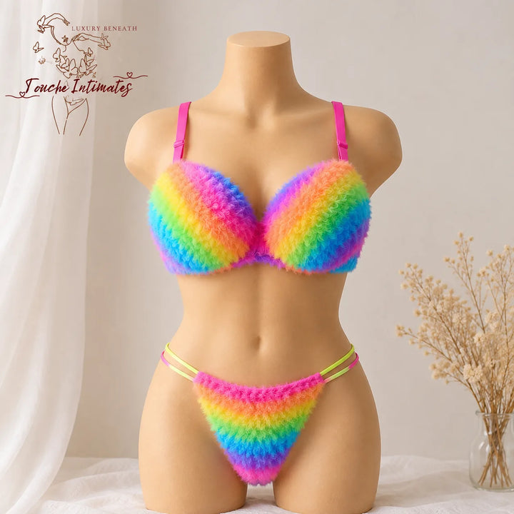 Touché Intimates Rainbow Plush Lingerie Set
