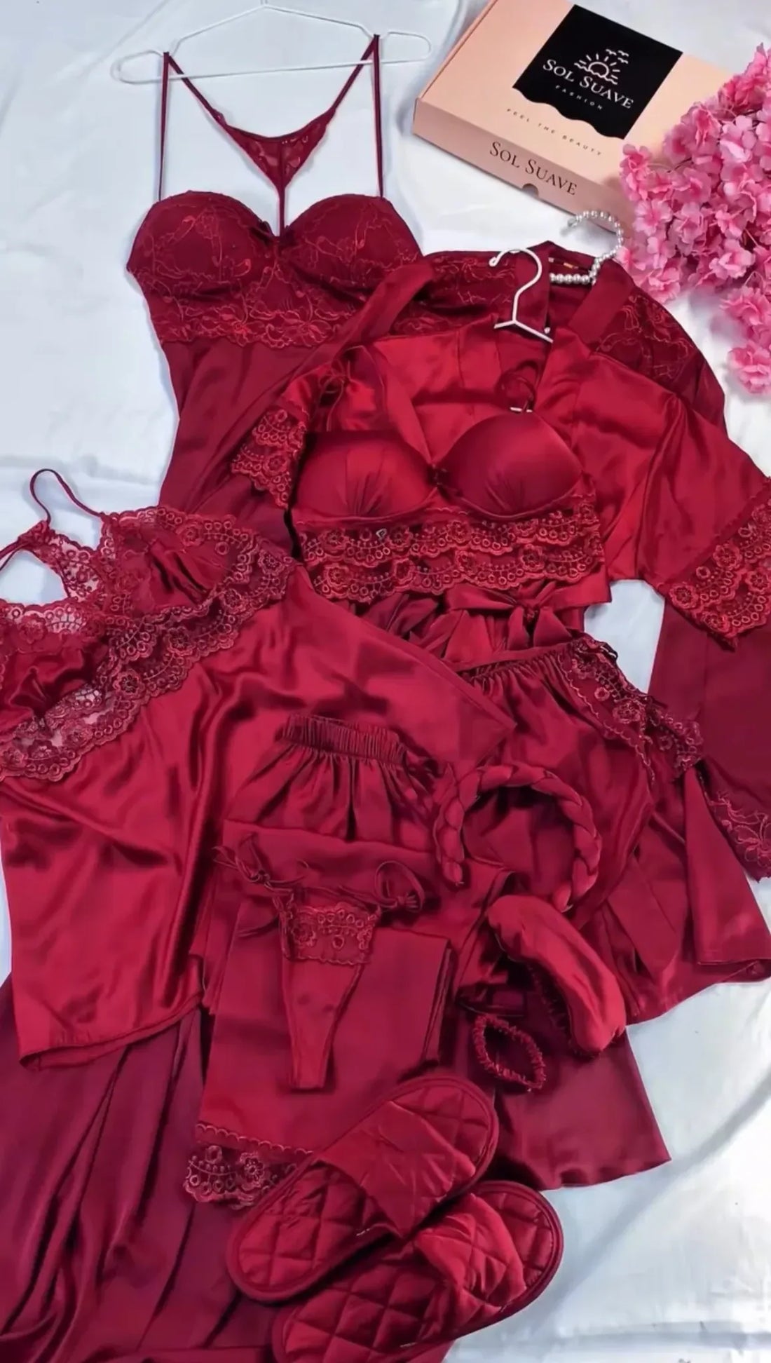 Luxury Bridal Silk Nightwear Collection  8 Pcs Set